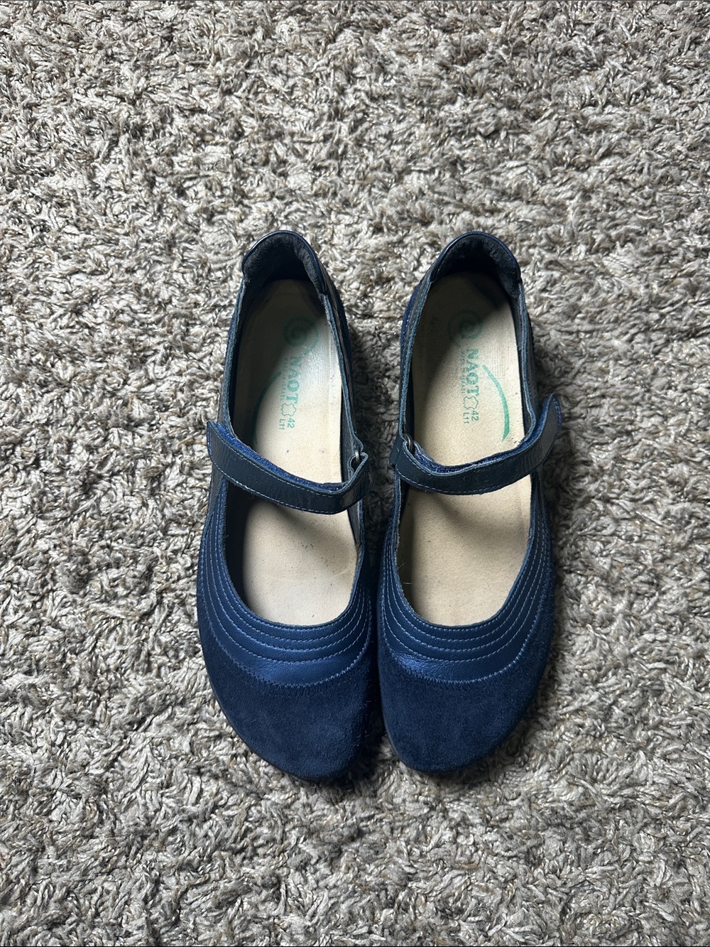 Naot Kirei Mary Jane Comfort Flat Navy Suede Shoes Women’s Size EU 42 US 11